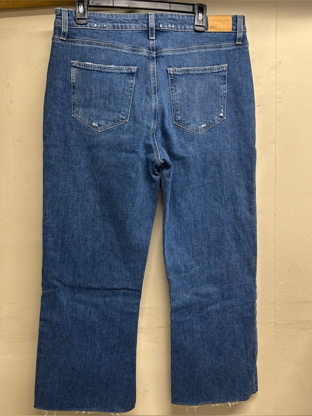 Paige Leenah Ankle Jeans in Concerto Distressed w/ Allegro Raw Hem Stretch Sz 31